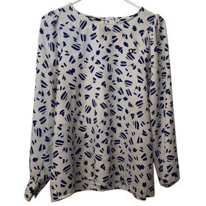 Chase Lands' End Blue and White Long Sleeve Blouse (12)